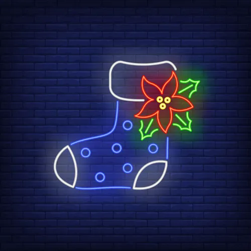 Boot Sock with Ponsettia Flower Neon Sign - Custom Aprons Now