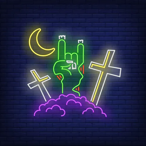 Devil Horn Zombie Hand Gesture Neon Sign - Table Covers Now