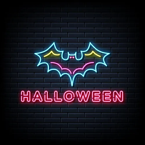 Halloween Neon Sign with Bat - Custom Aprons Now