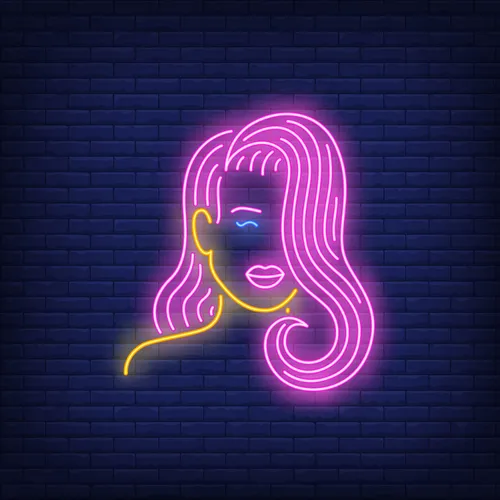 Girl with Pink Hair Neon Sign - Custom Aprons Now