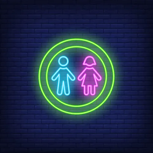 Boy & Girl Silhouettes Circle Neon Sign - Custom Aprons Now