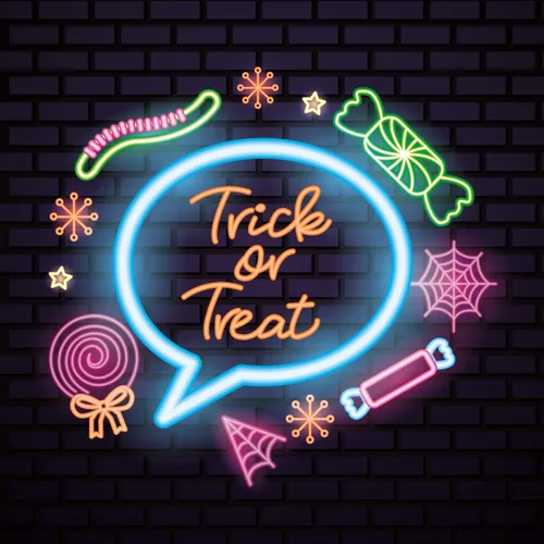 Cutie Trick Or Treat Neon Sign - Custom Aprons Now