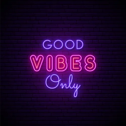 Pink & Purple Good Vibes Only Neon Sign - Custom Aprons Now