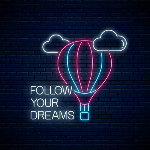 Follow Your Dreams With Hot Air Balloon Neon Sign - Custom Aprons Now