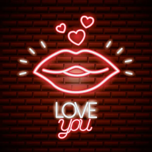 Lips with Love You Neon Sign - Custom Aprons Now