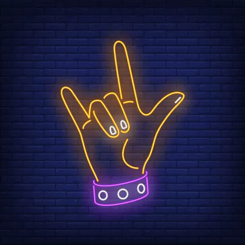 Rock Gesture Neon Sign - Custom Aprons Now