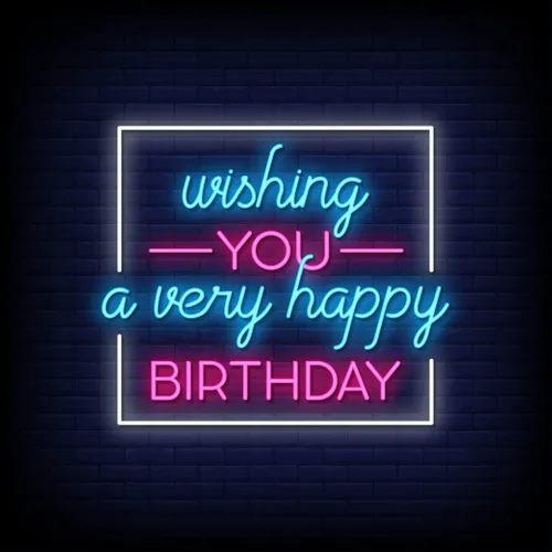Wishing You A Very Happy Birthday Neon Sign - Custom Aprons Now