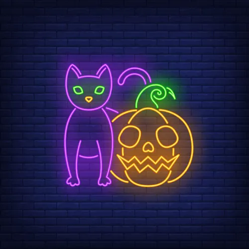 Scary Pumpkin Cat Neon Sign - Custom Aprons Now