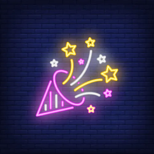 Party Hat Neon Sign - Custom Aprons Now