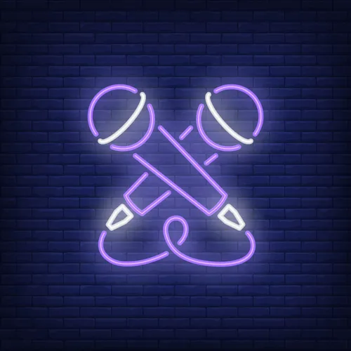 Crossed Microphone Neon Sign - Custom Aprons Now