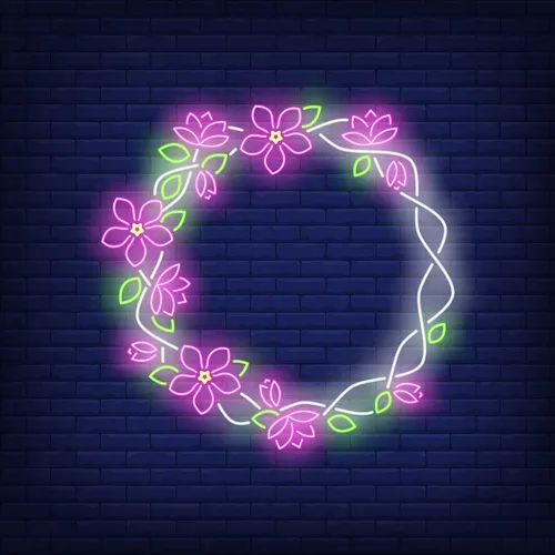 Floral Round Frame Neon Sign - Custom Aprons Now