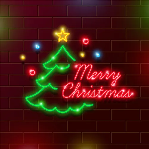 Tree Merry Christmas Neon Sign - Custom Aprons Now