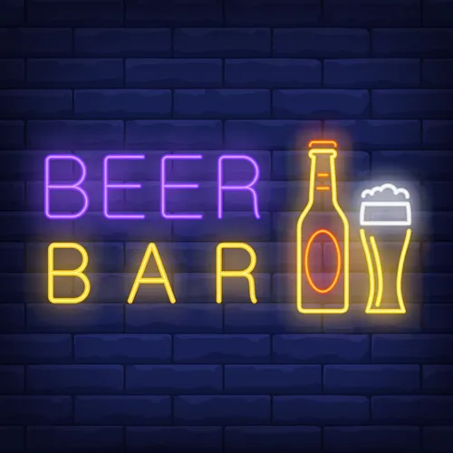 Beer & Bar with Bottle & Glass Neon - Table Covers Now