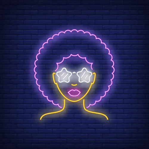 Afro Retro Girl Neon Sign - Custom Aprons Now