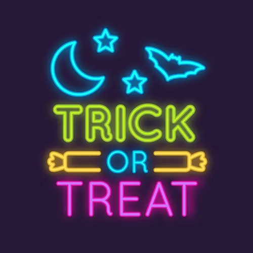 Trick Or Treat Neon Sign - Custom Aprons Now