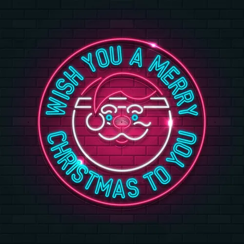 Circle Santa Christmas Neon Sign - Custom Aprons Now