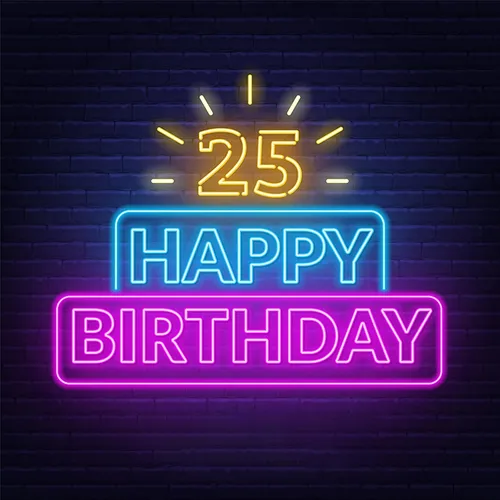 25th Happy Birthday Neon Sign - Custom Aprons Now