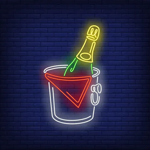 Wine in Ice Bucket Neon Sign - Custom Aprons Now