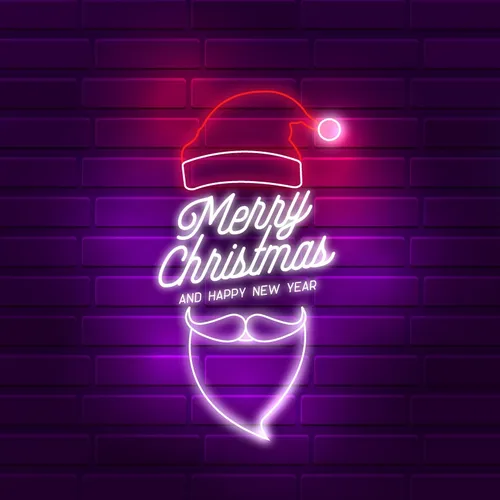 Santa Greeting Merry Christmas and New Year Neon Sign - Custom Aprons Now