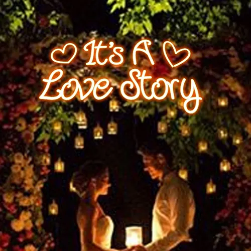 It's A Love Story Neon Sign - Custom Aprons Now
