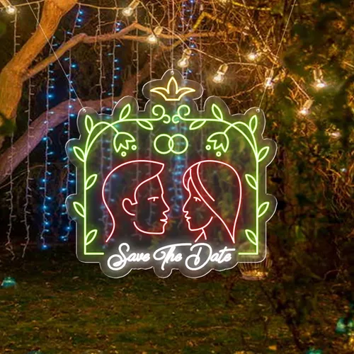 Save The Date Neon Sign - Custom Aprons Now