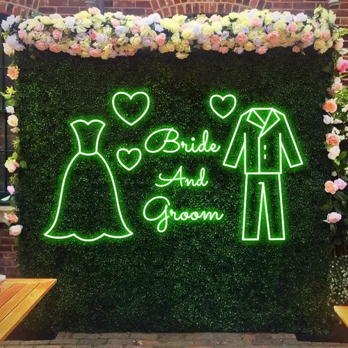 Bride and Groom Neon Sign - Custom Aprons Now