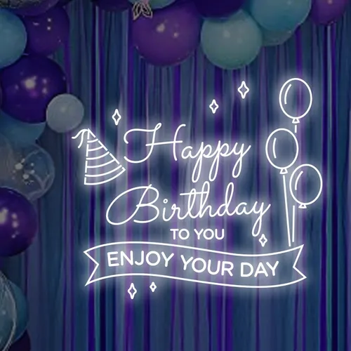 Happy Birthday Enjoy Your Day Neon Sign - Custom Aprons Now
