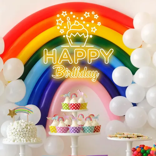 Happy Birthday Cupcake Neon Sign - Custom Aprons Now