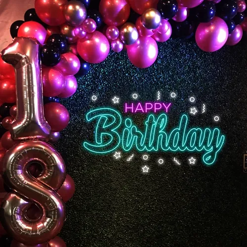 Cool Happy Birthday Neon Sign - Custom Aprons Now