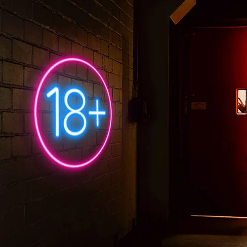 Eighteen Plus Neon Sign - Custom Aprons Now