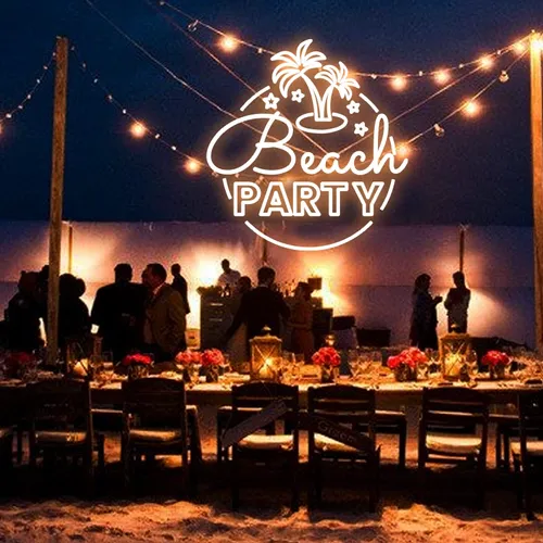 Beach Party Neon Sign - Custom Aprons Now