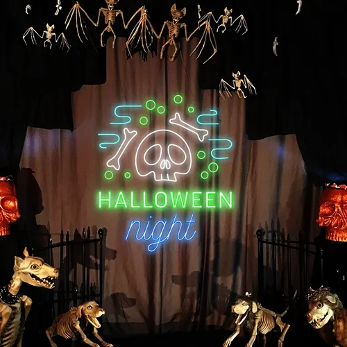 Halloween Night Neon Signs - Custom Aprons Now