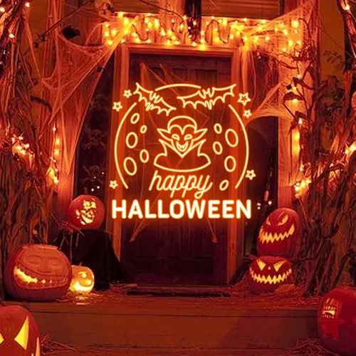 Happy Halloween Dracula Neon Sign - Custom Aprons Now