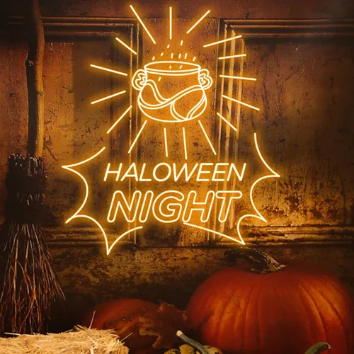Halloween Night Neon Sign - Custom Aprons Now
