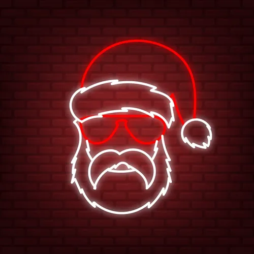 Hipster Santa Neon Sign - Custom Aprons Now