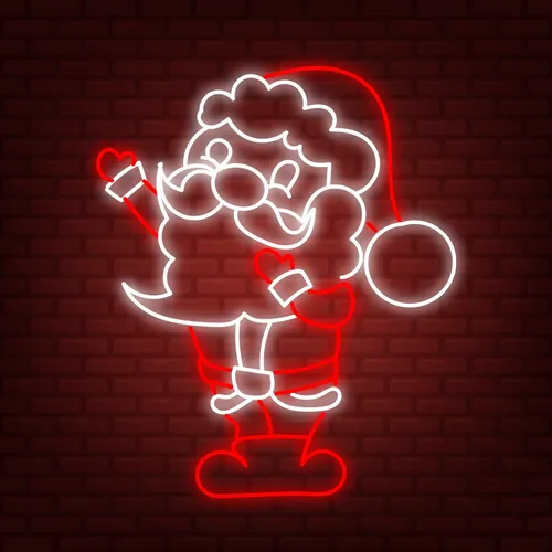 Red White Santa Neon Sign - Custom Aprons Now
