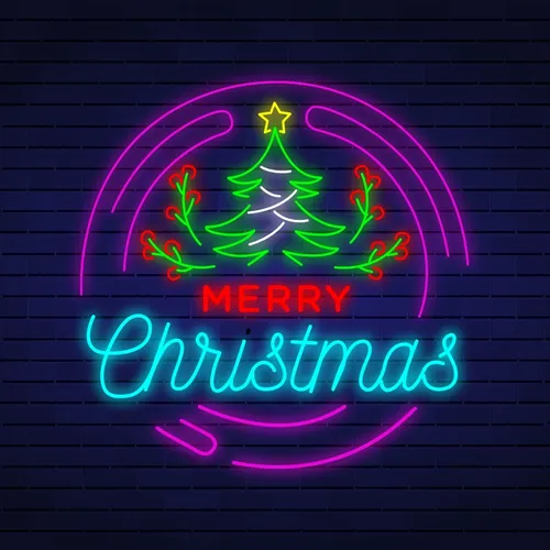 Merry Christmas Flower Tree Neon Sign - Custom Aprons Now
