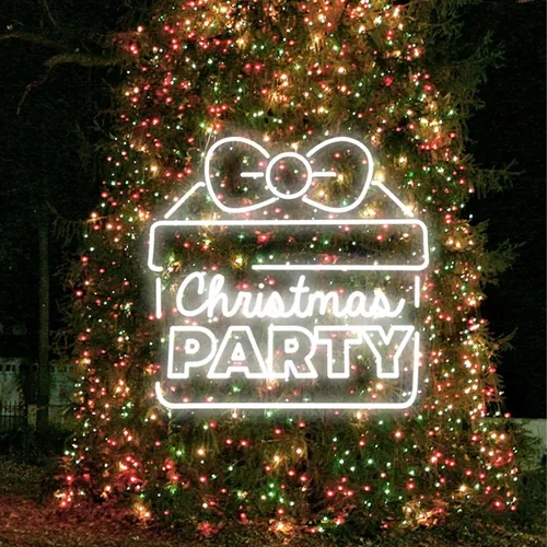 Christmas Party Gift Box Neon Sign - Custom Aprons Now
