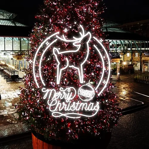 Merry Christmas Deer Head-Up Neon Sign - Custom Aprons Now