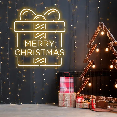 Merry Christmas Gift Neon Sign - Custom Aprons Now