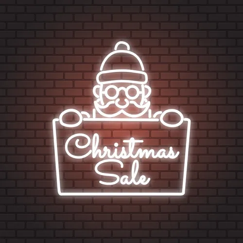 Christmas Sale Santa Neon Sign - Custom Aprons Now