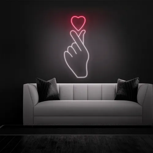 Finger Heart Neon Sign - Custom Aprons Now