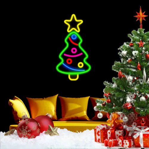 Cute Christmas Tree Neon Sign - Custom Aprons Now