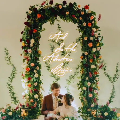 And So The Adventure Begins Wedding Neon Sign - Custom Aprons Now