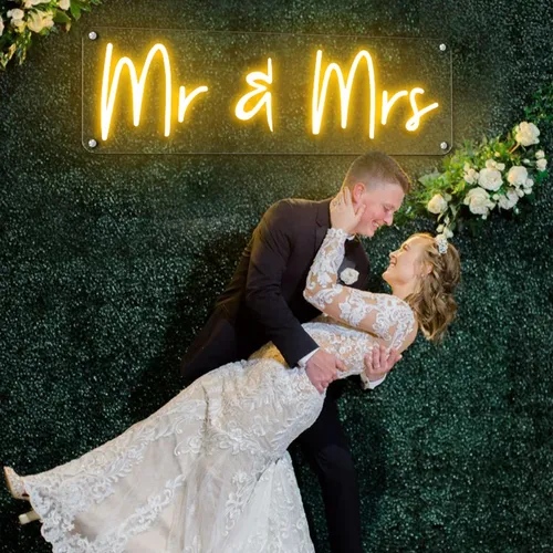 Mr & Mrs Neon Sign - Custom Aprons Now