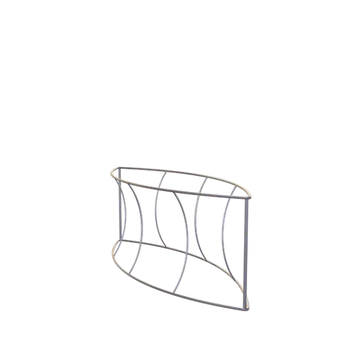 Trade show display frame, standing alone with no cover or signage, against a dark background.