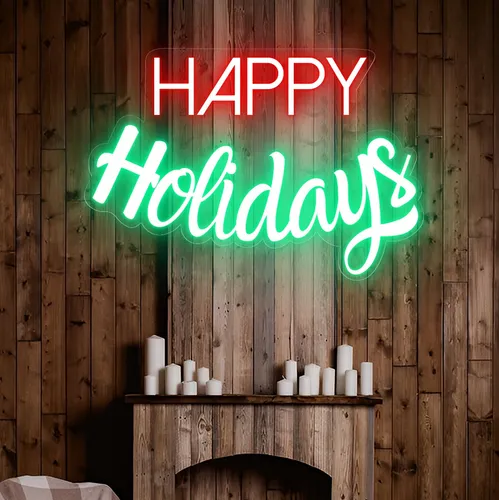 Happy Holidays Neon Sign - Custom Aprons Now