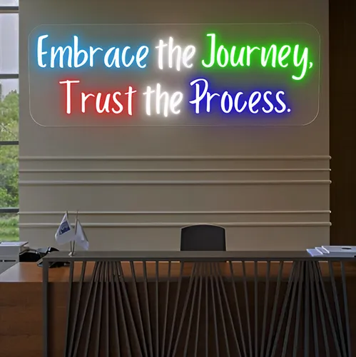 Embrace The Journey Neon Sign - Custom Aprons Now