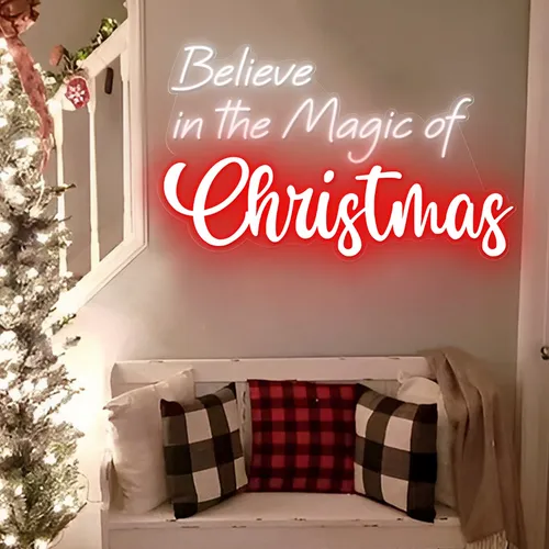 Believe in the Magic of Christmas Neon Sign - Custom Aprons Now