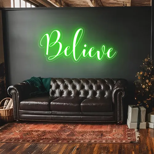 Believe Neon Sign - Custom Aprons Now